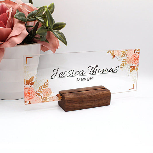 Floral Acrylic Desk Plate